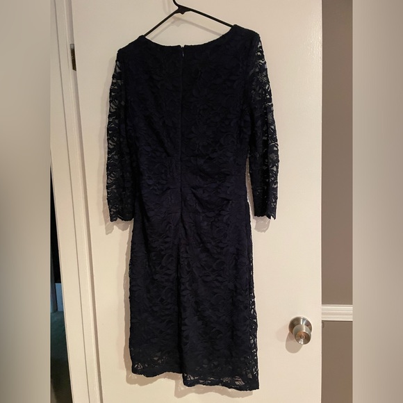 EUC Taylor for Pea in the Pod maternity navy lace overlay dress Large - - Picture 2 of 2